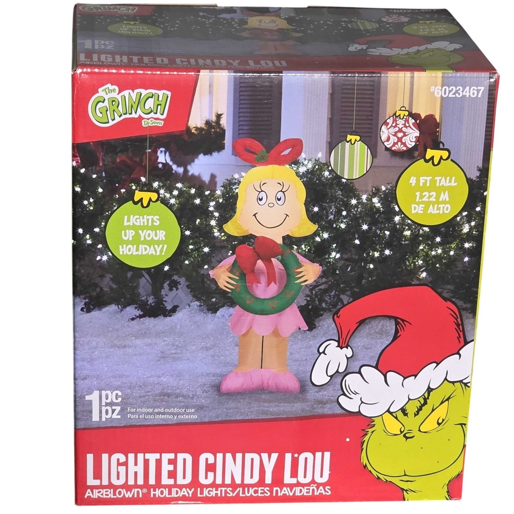 Dr‎ Seuss Grinch Lighted Cindy Lou Who 4 Ft Christmas Airblown Inflatable XMAS